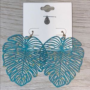 🌴 Paint Splash Tropical Leaf Earrings-Teal